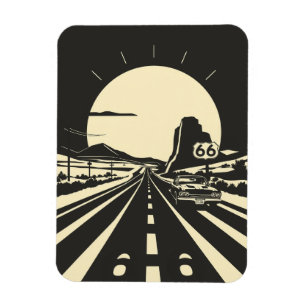 Route 66 Black and White Minimalist Classic Magnet