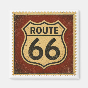 route 66 Bold Shield Vintage Garage Keepsake Magnet