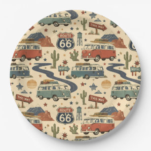 Route 66 Camper Van Party Table Americana Style Paper Plate