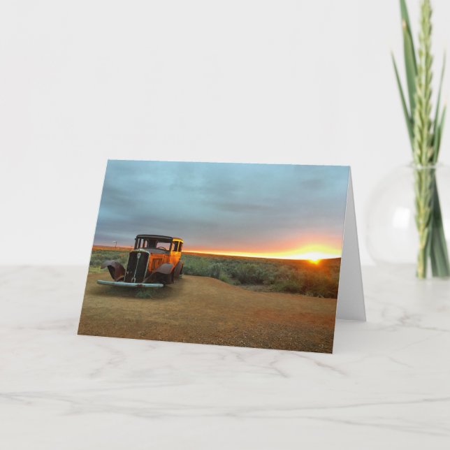 route 66 carte de voeux couché de soleil (vide à l (Devant)
