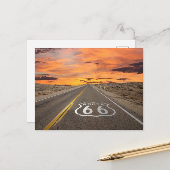 Route 66 Carte postale (Devant/Arrière en situation)
