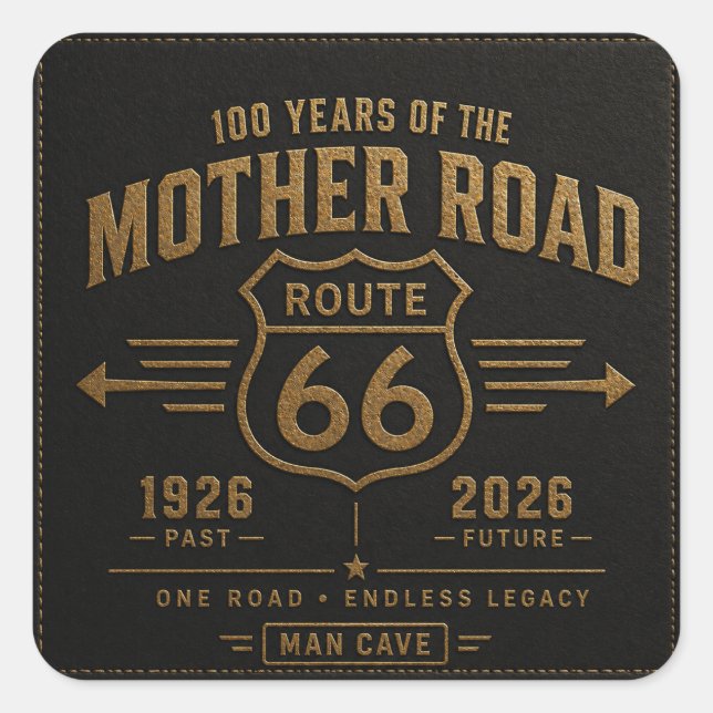Route 66 Centennial Black Gold Legacy Square Sticker (Front)