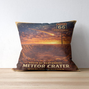 Route 66 Centennial Meteor Crater Cosmic Throw Pillow