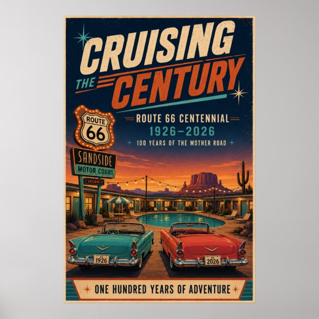 route 66 Centennial Motel Poolside Wall Art (Front)