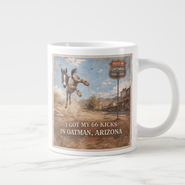 Route 66 Centennial Oatman Donkey Artwork Large Coffee Mug (Right)