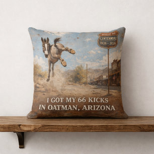 Route 66 Centennial Oatman Donkey Decor Throw Pillow