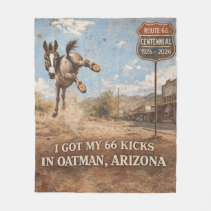 Route 66 Centennial Oatman Donkey Travel Art Fleece Blanket