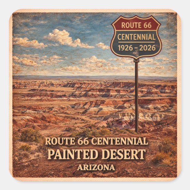 Route 66 Centennial Painted Desert Decal Square Sticker (Front)