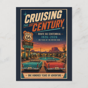 Route 66 Centennial Retro Motel Poolside Postcard