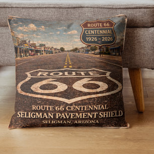 Route 66 Centennial Seligman Pavement Comfort Throw Pillow