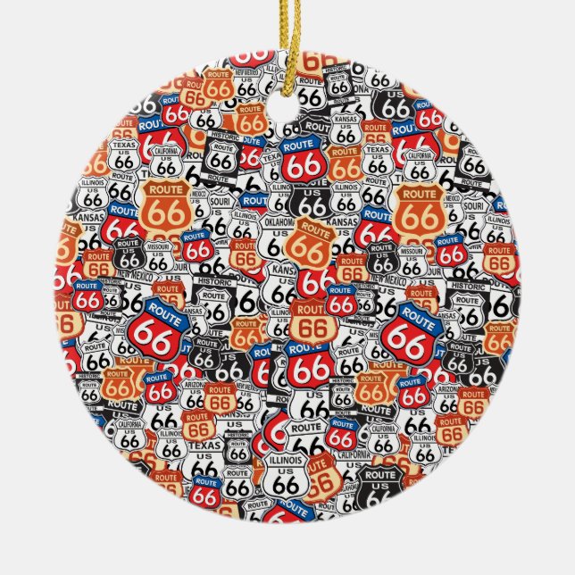 Route 66 ceramic ornament (Front)