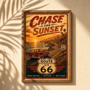 Route 66 Chase Sunset Road Art Poster