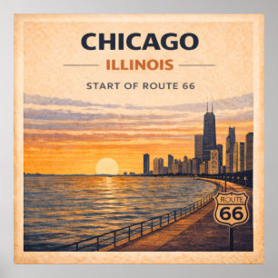 Route 66 Chicago Lakefront Heritage Poster