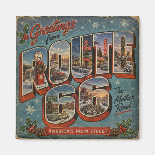 Route 66 Christmas Big Letter Postcard Magnet