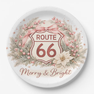 Route 66 Christmas Festive Holiday Buffet Food Paper Plate