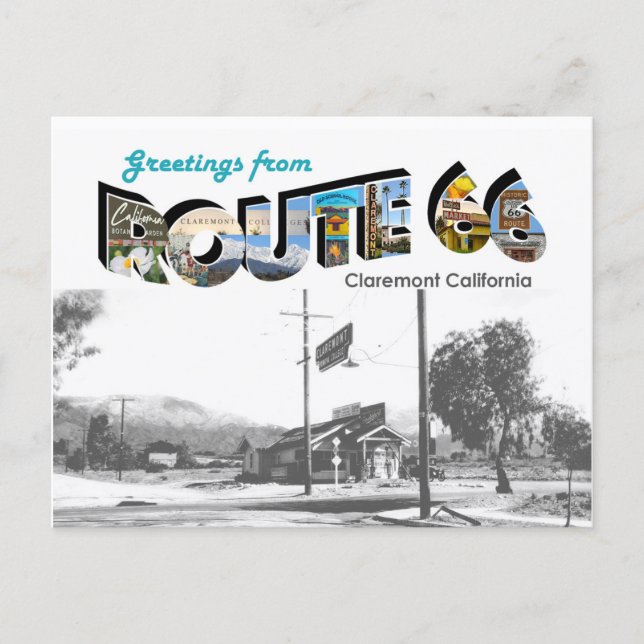 Route 66 Claremont Postcard (Front)