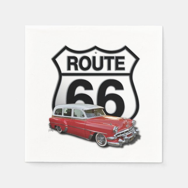 Route 66 Classic Car Napkin (Front)