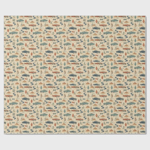 route 66 Classic Cars Retro Roadside Pattern Art Wrapping Paper