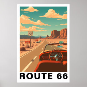 Route 66 Classic Road Trip Travel Art Poster