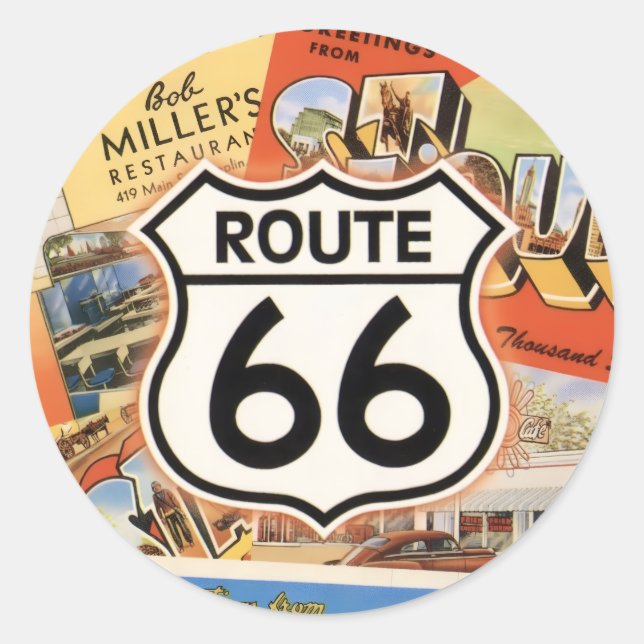  Route 66 Colourful  Classic Round Sticker (Front)