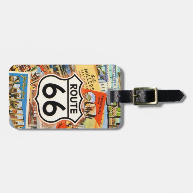  Route 66 Colourful Postcard Luggage Tag (Front Horizontal)