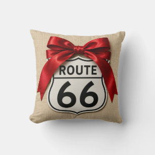 Route 66 Coussin Ruban Rouge Bow Esthétique Fémini