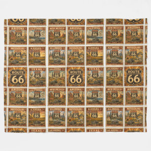 route 66 Cozy Road Trip Americana Throw Art Fleece Blanket
