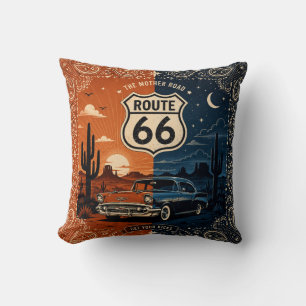 Route 66 Desert Night Room Decor Throw Pillow