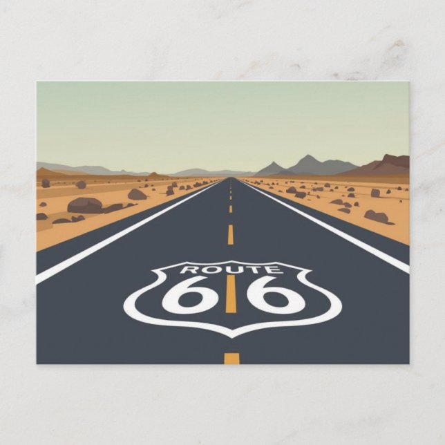 Route 66 Desert Road Vintage Travel Art Postcard (Front)