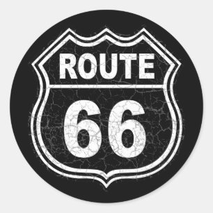 Route 66 Distressed Classic Round Sticker
