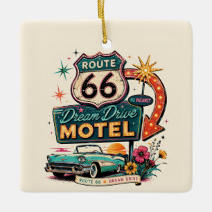 Route 66 Dream Drive Keepsake Holiday Charm Ceramic Ornament
