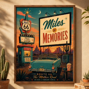 route 66 Drive In Memories Centennial Art Poster