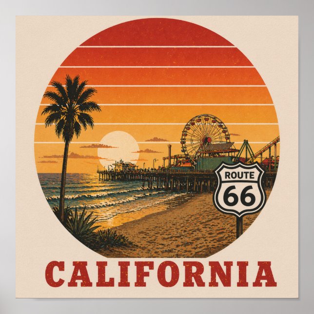 Route 66 End of Trail Santa Monica Poster (Front)