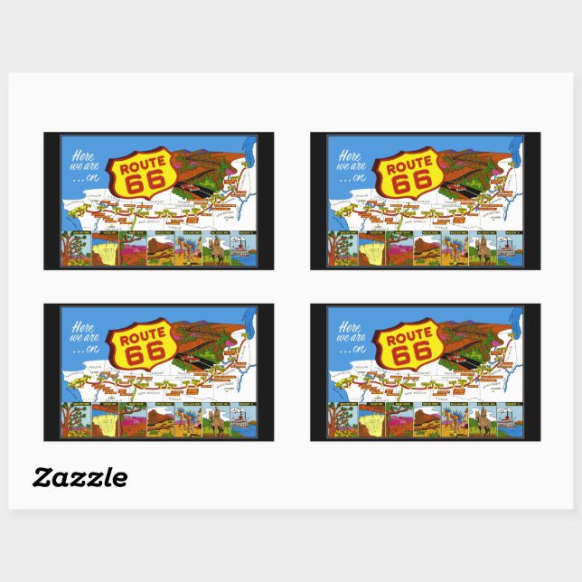 Route 66 From Los Angeles to Chicago Sticker (Sheet)