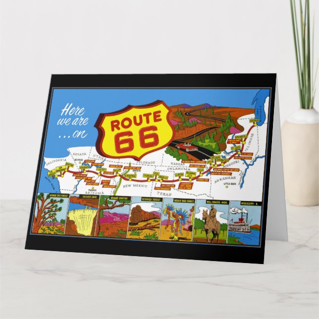 Route 66 From Los Angeles to Chicago Thank You Card (Front)