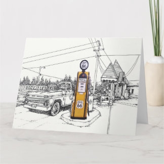 Route 66 gas pump greeting card