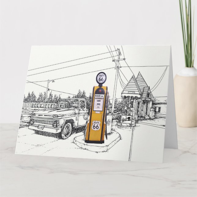 Route 66 gas pump greeting card (Front)
