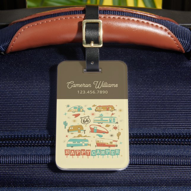 Route 66 Happy Camper Luggage Tag (Front Insitu 2)