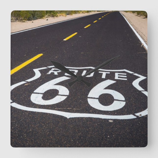 Route 66 highway marker, Arizona Square Wall Clock (Front)