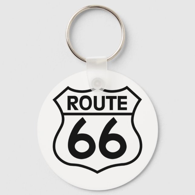 Route 66 Highway Sign Apparel & Gifts Keychain (Front)