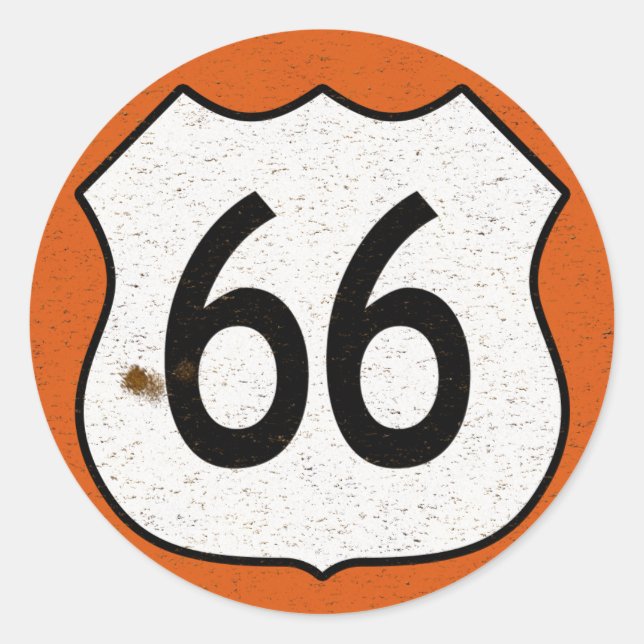 Route 66 Highway Sign Classic Round Sticker (Front)