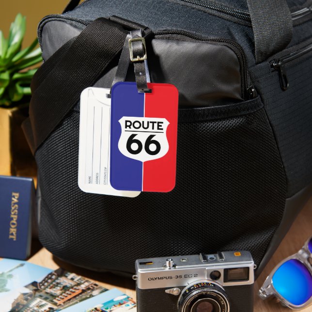 Route 66 highway sign custom travel luggage label (Front & Back)