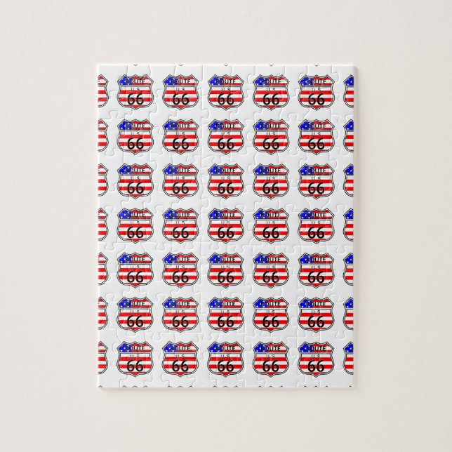 Route 66 Highway Sign With Flag Jigsaw Puzzle (Vertical)