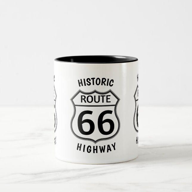 ROUTE 66 HISTORIC HIGHWAY Two-Tone COFFEE MUG (Center)