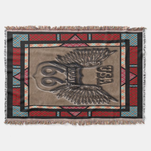 Route 66 historic route contry style throw blanket (Front)