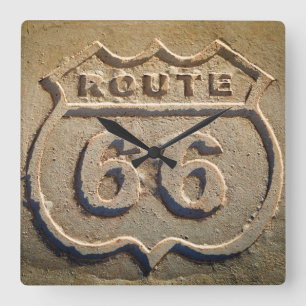 Route 66 historic sign, Arizona Square Wall Clock