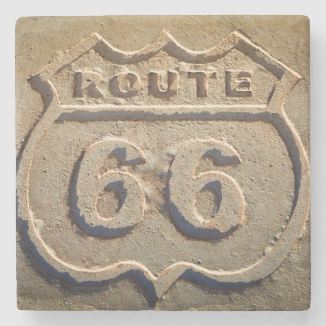 Route 66 historic sign, Arizona Stone Coaster (Front)