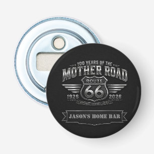 route 66 Home Bar Centennial Chrome Legacy Badge Bottle Opener
