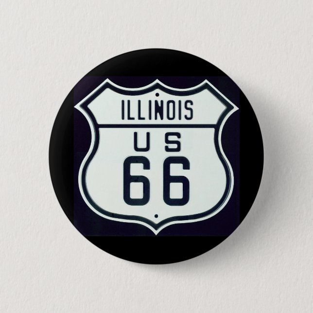 Route 66 Illinois 2 Inch Round Button (Front)