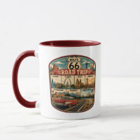 Route 66 Landmarks Illustration Travel Art Badge